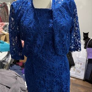 Royal Blue Lace Long Sleeve Dress